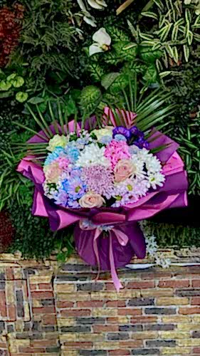 PEMBE MOR BEYAZ KIR BUKETİ