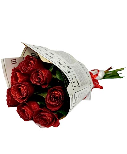 9 Gül Gazete Kağıt Süslemeli