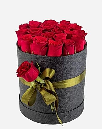 Yuvarlak Kutuda 21 Kırmızı Gül