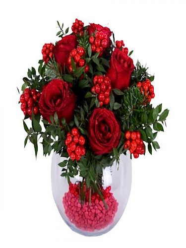 Cam Vazoda Kokina ve Kırmızı Güller
