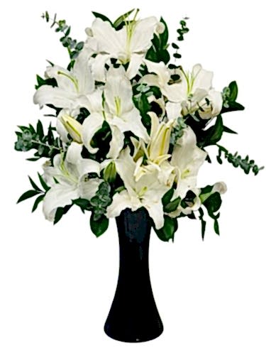 Siyah Cam Vazoda Lilyumlar